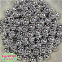 12mm Shiny Silver Mirror Bubblegum Beads