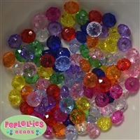 12mm Mixed Colors Clear Abacus Acrylic Bubblegum Beads 100pc