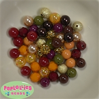 12mm Mixed Style autumn Acrylic Beads sold in packages of 50 beads