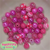 12mm Mixed Style Hot Pink Faux Pearl Beads sold in packages of 50 beads