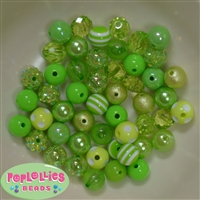 12mm Mixed Style Lime Green Acrylic Beads sold in packages of 50 beads