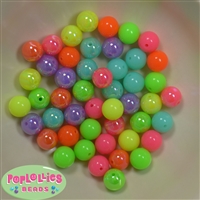 12mm Mixed Color Neon Acrylic Beads sold in packages of 50 beads
