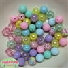 12mm Mixed Style Pastel Acrylic Beads sold in packages of 50 beads