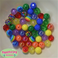 12mm Mixed Style Rainbow Acrylic Beads sold in packages of 50 beads