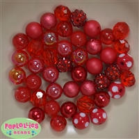 12mm Mixed Style Red Acrylic Beads sold in packages of 50 beads