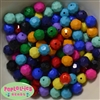 12mm Mixed Colors Solid Facet Acrylic Bubblegum Beads 100pc