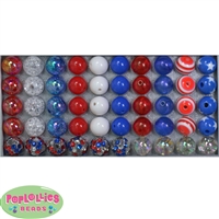 12mm Mixed Style Patriotic Acrylic Beads sold in packages of 50 beads