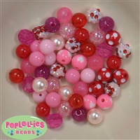12mm Mixed Style Valentine Acrylic Beads sold in packages of 50 beads