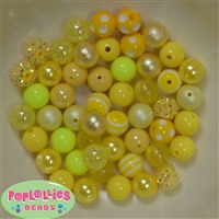 12mm Mixed Style Yellow Faux Pearl Beads sold in packages of 50 beads