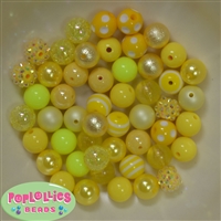 12mm Mixed Style Yellow Faux Pearl Beads sold in packages of 50 beads