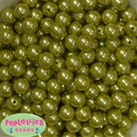12mm Olive Green Faux Pearl Beads sold in packages of 50 beads