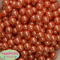 12mm Orange Faux Pearl Beads sold in packages of 50 beads