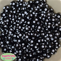 12mm Black Polka Dot Bubblegum Beads sold in packages of 50 beads