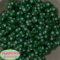12mm Green Polka Dot Bubblegum Beads sold in packages of 50 beads