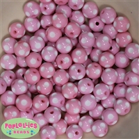 12mm Pink Polka Dot Bubblegum Beads sold in packages of 50 beads