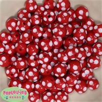 12mm Red Polka Dot Bubblegum Beads sold in packages of 50 beads