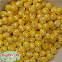 12mm Yellow Polka Dot Bubblegum Beads sold in packages of 50 beads