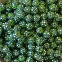 12mm Christmas Green Rhinestone Bubblegum Beads