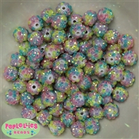 12mm Pastel Confetti Rhinestone Bubblegum Beads