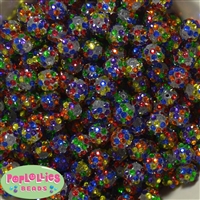 12mm rainbow Confetti Rhinestone Bubblegum Beads