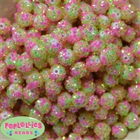 12mm spring Confetti Rhinestone Bubblegum Beads