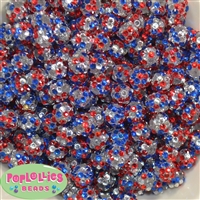 12mm Patriotic Confetti Rhinestone Bubblegum Beads