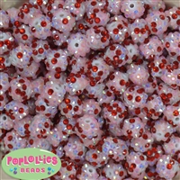 12mm Valentine Confetti Rhinestone Bubblegum Beads