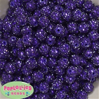 12mm Deep Purple Rhinestone Bubblegum Beads