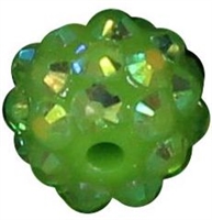 12mm Lime Green Rhinestone Bubblegum Beads