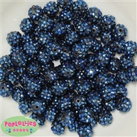 12mm Navy Rhinestone Bubblegum Beads