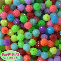 12mm Mix Neon Rhinestone Bubblegum Beads 40 pc