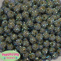 12mm Olive Green Rhinestone Bubblegum Beads