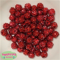 12mm Red Rhinestone Bubblegum Beads