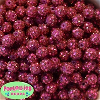 12mm Rose Pink Rhinestone Bubblegum Bead