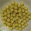 12mm Yellow Rhinestone Bubblegum Beads