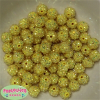 12mm Yellow Rhinestone Bubblegum Beads