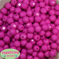 12mm Solid Hot Pink Faceted Acrylic Bubblegum Beads
