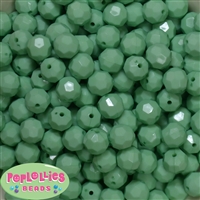 12mm Solid Mint Faceted Clear Acrylic Bubblegum Beads