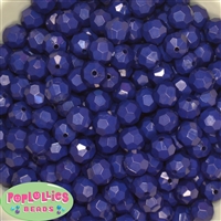 12mm Solid Navy Faceted Clear Acrylic Bubblegum Beads