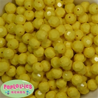 12mm Solid Yellow Faceted Acrylic Bubblegum Bead