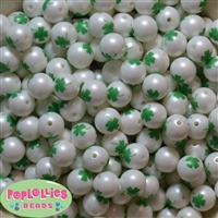 12mm Shamrock Print Beads 40 pc