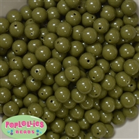12mm Olive Green Solid Acrylic Bubblegum Beads