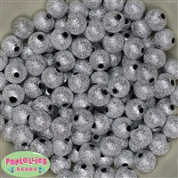 12mm Silver Stardust Acrylic Bubblegum Beads