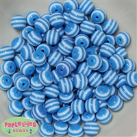 12mm Blue Stripe Bubblegum Beads