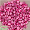 12mm Hot Pink Stripe Bubblegum Beads