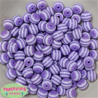 12mm Lavender Stripe Bubblegum Beads