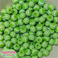 12mm Lime Stripe Bubblegum Beads