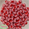12mm Red Stripe Bubblegum Beads