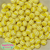 12mm Yellow Stripe Bubblegum Beads