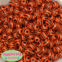 12mm Orange Zebra Print Resin Bubblegum Beads